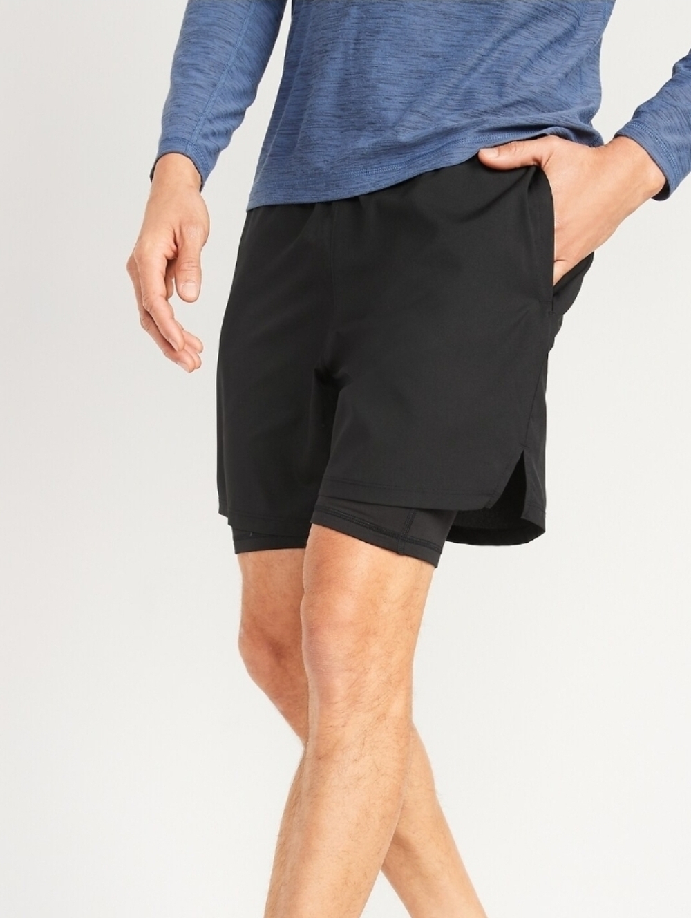 Men's Go 2-in-1 Workout Vintage Shorts + Base Layer - 7-inch inseam Black